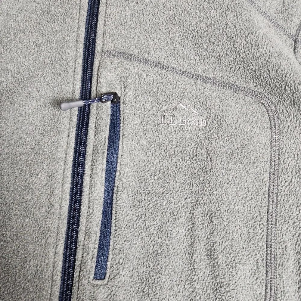 LL Bean Trail Fleece Full Zip Jacket Men M Gray Slightly Fitted Long Sleeve Hike